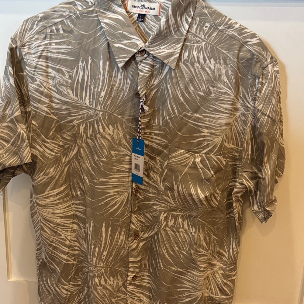 Men's Tan Leaf Print Shirt